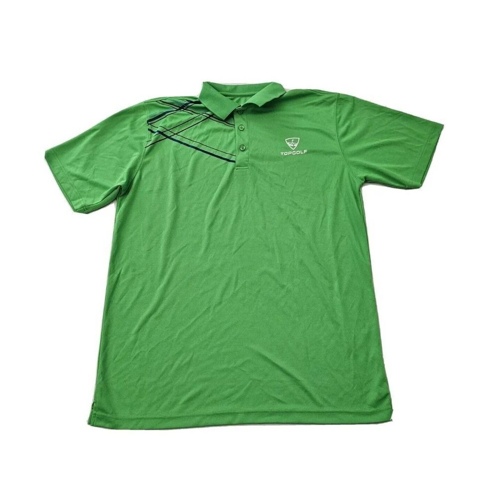 Top Golf Polo T Shirt 100% Polyester Size Large Green Lines Collared